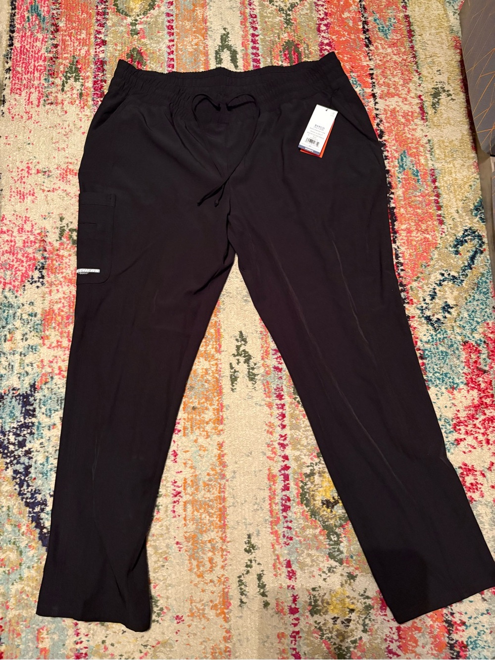Barco Uniforms Black Drawstring Cargo Scrub Pants